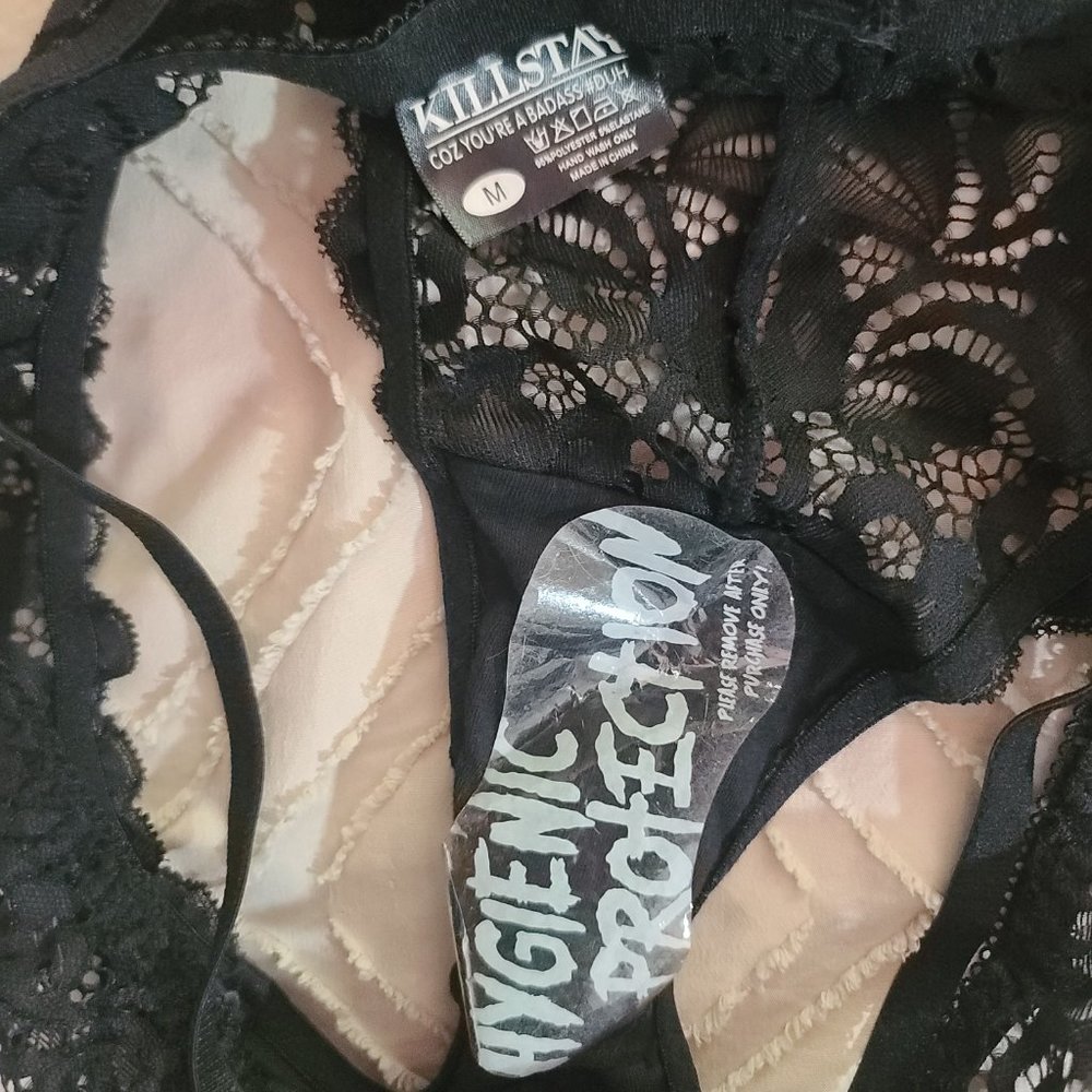 NWT Killstar Onyx Obsidian Black Boudoir Bralette and Panty Lingerie Set - Picture 6 of 7